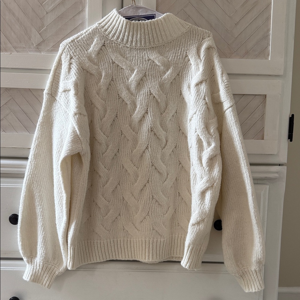 Nine West Cream Cable Knit Turtleneck Sweater
